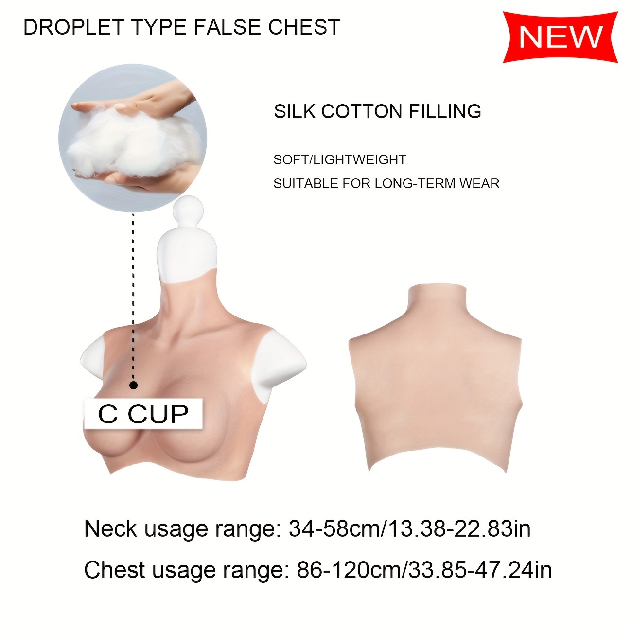  Realistic Silicone Breastplate with Cotton Filled B/C