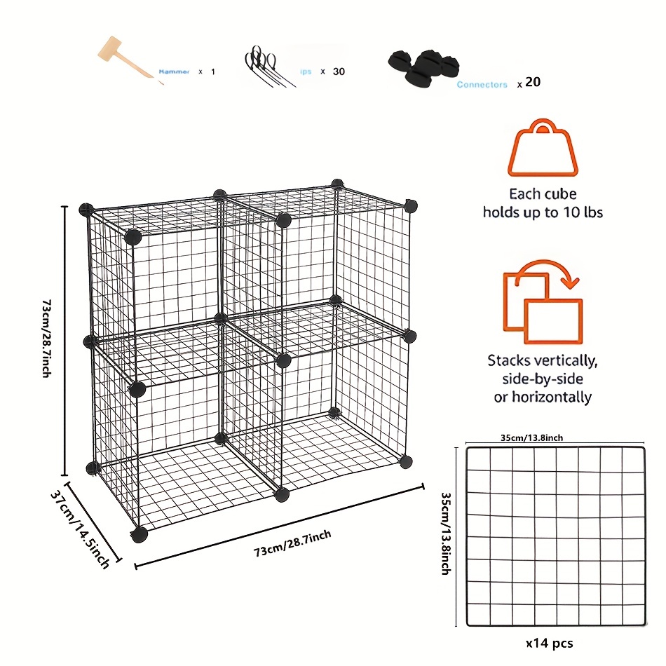 Stackable Metal Wire Cube Storage Rack Freely Combinable - Temu