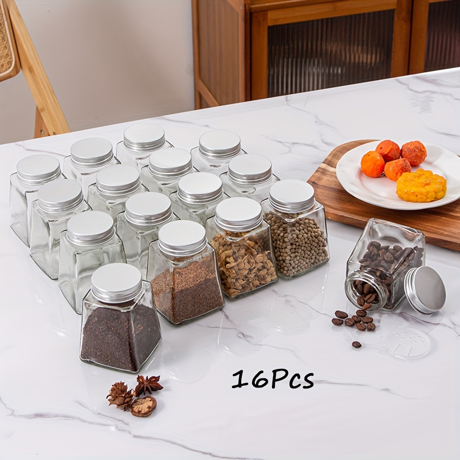 16Pcs 4oz Glass Spice Jars with Bamboo Lid, Empty Seasoning Jars