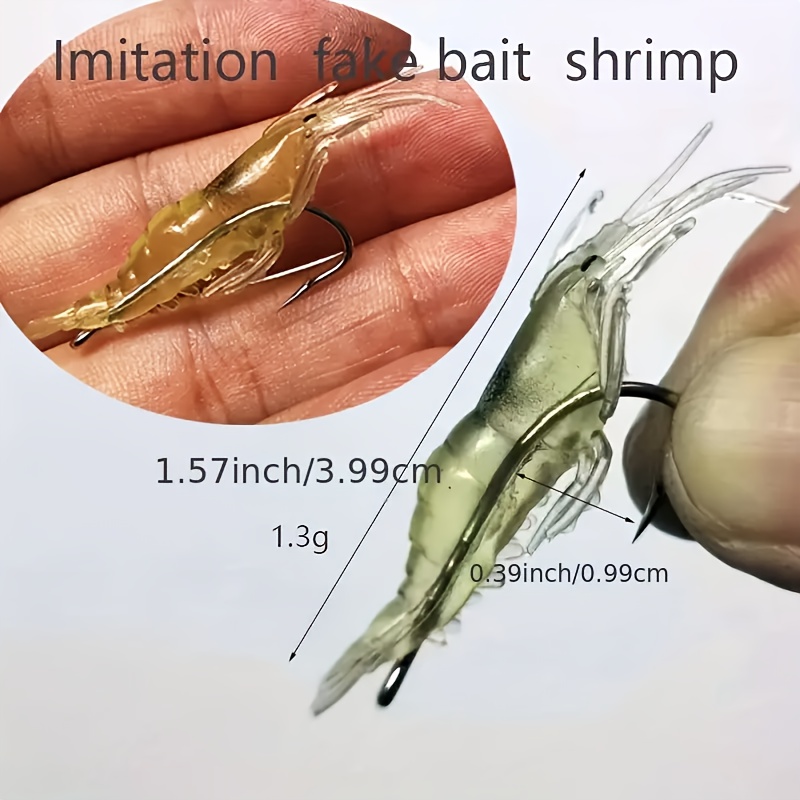 10PCS/BOX Random Style Soft Shrimp Lures Fishing Saltwater Luminous Shrimp  Bait Set Fishing Lures with Sharp Hooks for Freshwater Saltwater Trout Bass  Salmon Crappie Walleye Pike Perch