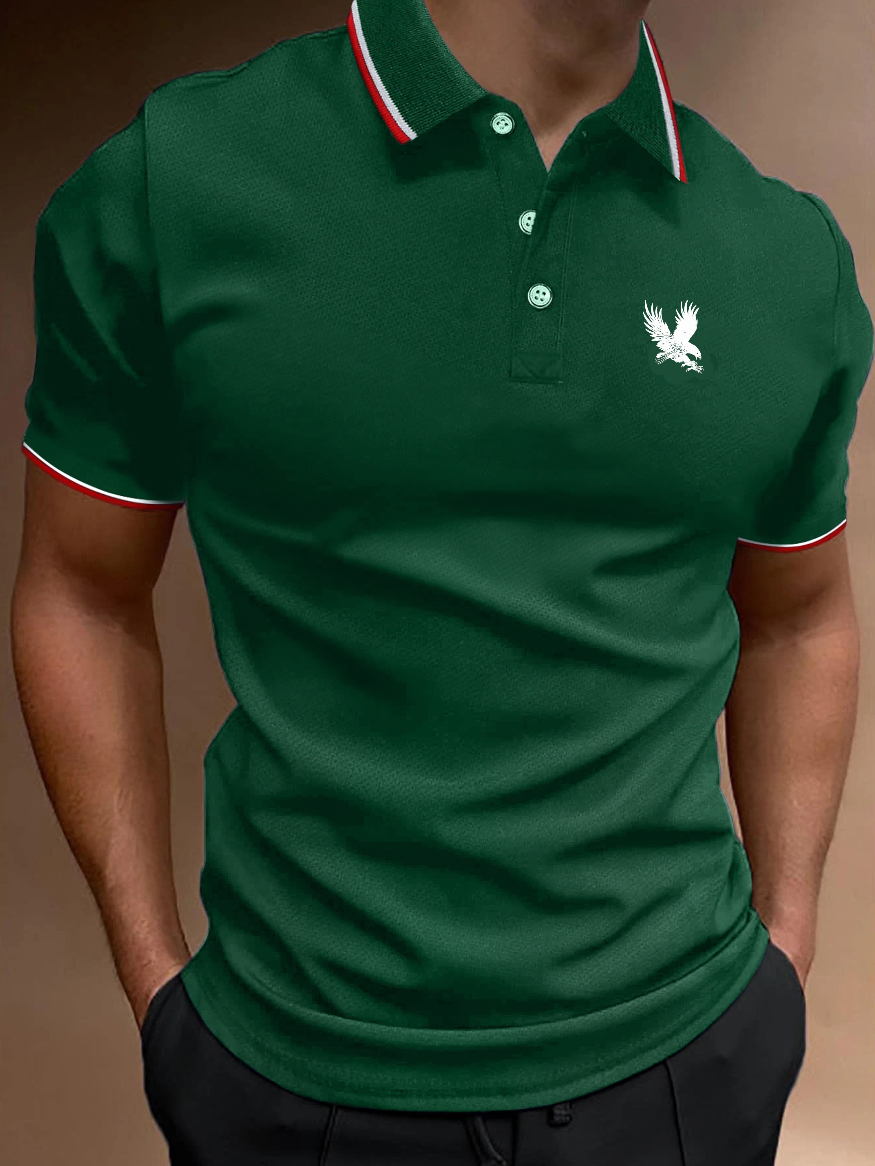 Golf Short Sleeve Shirts White Eagle Print Men s Breathable - Temu