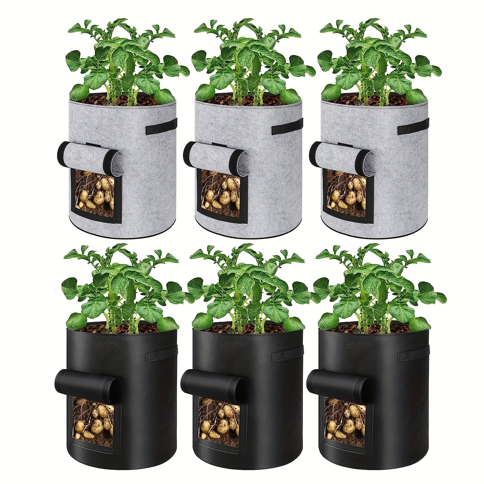 4 Pack 10 Gallon Potato Growing Bags with Flap Potato Grow Bags Garden  Plants Growing Bag with Durable Handle Thickened Nonwoven Potato Growing