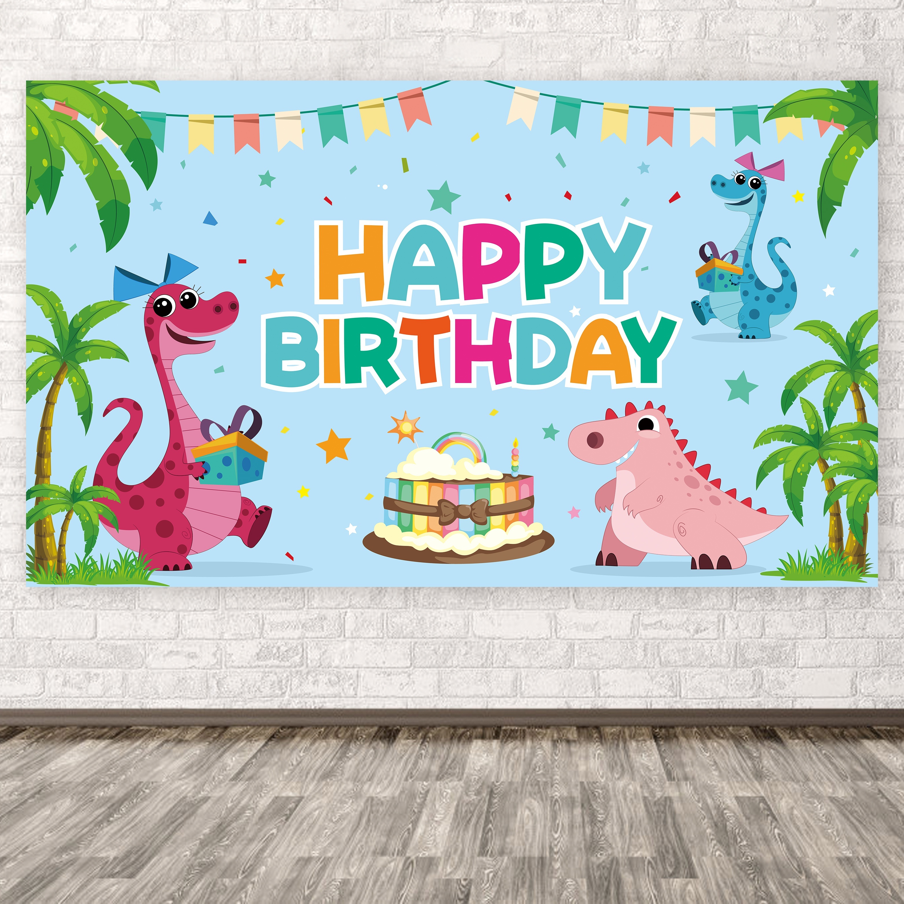 Mocsicka Dinosaur Baby Shower Backdrop Safari Jungle Green