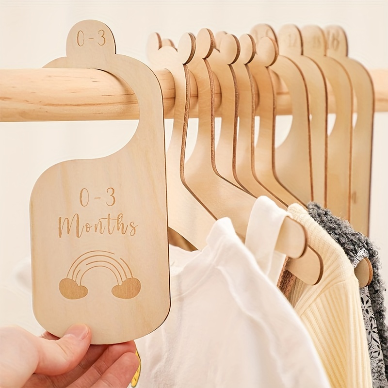  Beautiful Wooden Baby Closet Dividers - Double-Sided Organizer  for Newborn to 24 Months Size Clothes - Adorable Nursery Decor Hanger  Dividers Easily Organize Your Little Baby Girls or Boys Room : Baby