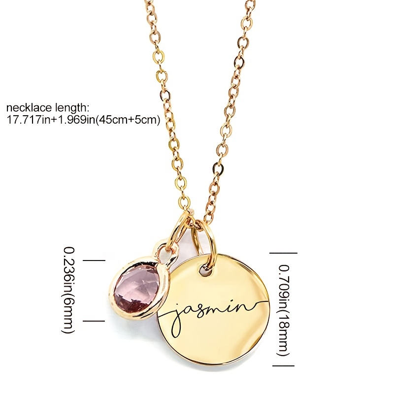 Personalized Birthstone Necklace with Engraved Name