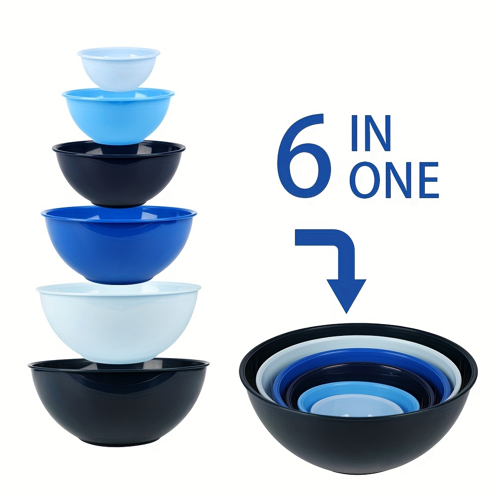 Bpa Free Plastic Round Mixing Bowls With Lids, Nesting Bowls With Lids Set,  Microwave And Dishwasher Safe Food Prep & Serving Bowls Great For Mixing,  Baking, Serving (blue) - Temu