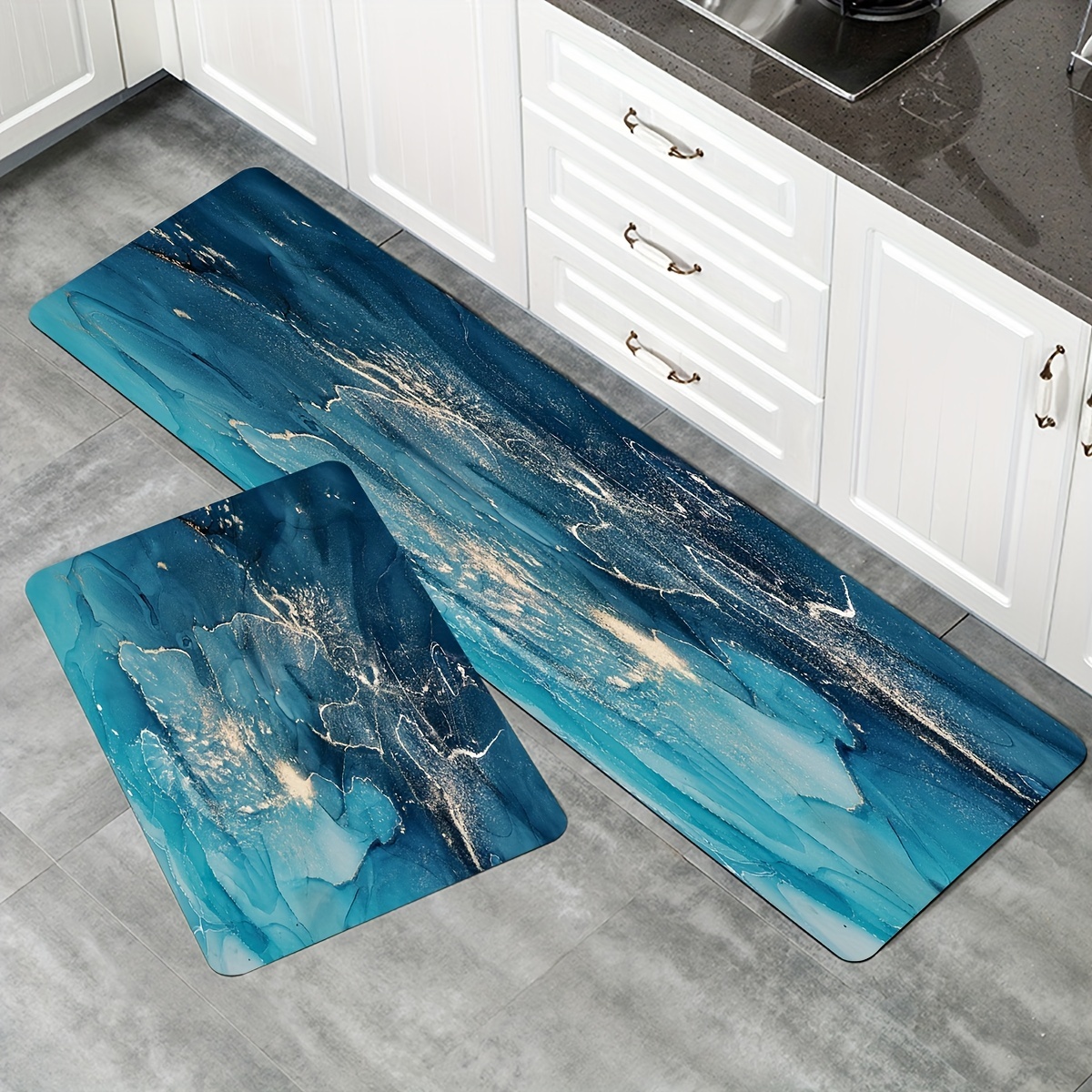 Non slip Marble Printed Floor Mat For Kitchen And - Temu