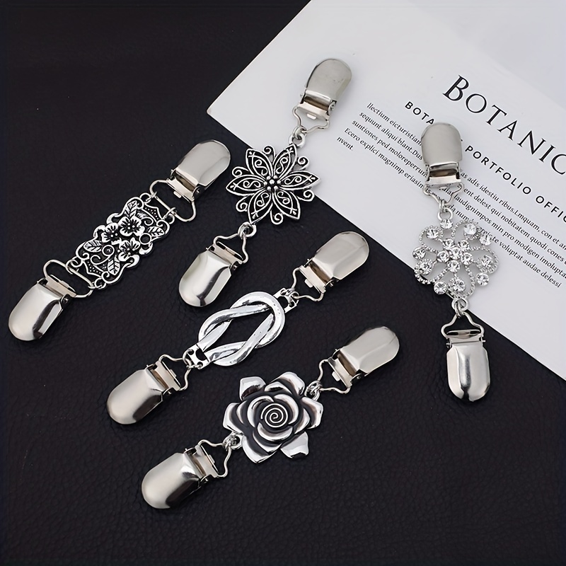 4PCS cardigan clip Chic Elegant All-match Silver Color Sweater Clips