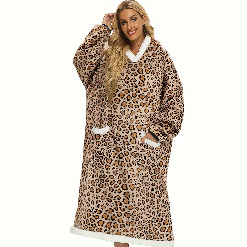 Cow Print Sherpa Wearable Blanket for Adult Women and Men, Super Soft Comfy  Warm