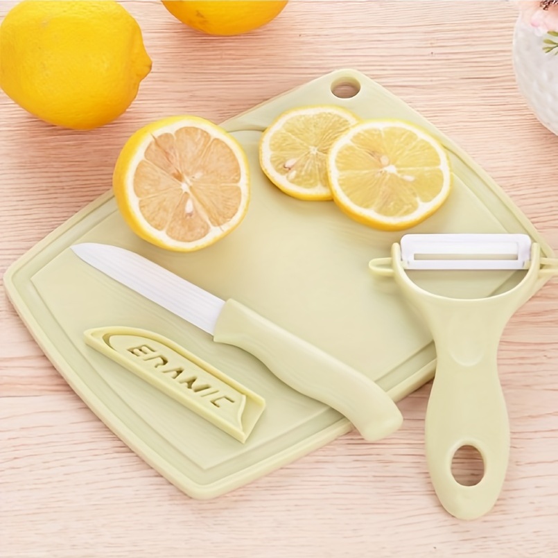 Kitchen Utensil Set, Cute Cutting Board & Fruit Knife & Peeler, Ceramic  Knife Peeler, Plastic Cutting Board, Portable Kitchen Supplies Gadgets,  Multifunctional Kitchen Tools For Restaurants/supermarkets - Temu