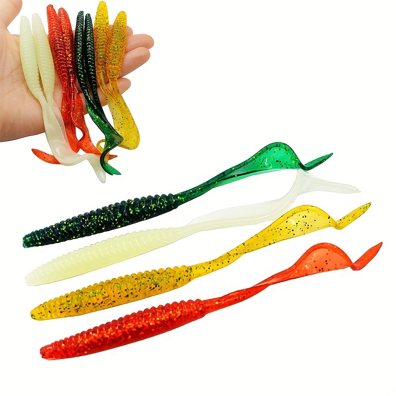 

5pcs Long Tail Fishing Lure, Bionic Soft Worm Bait For Bass, Fishing Accessories