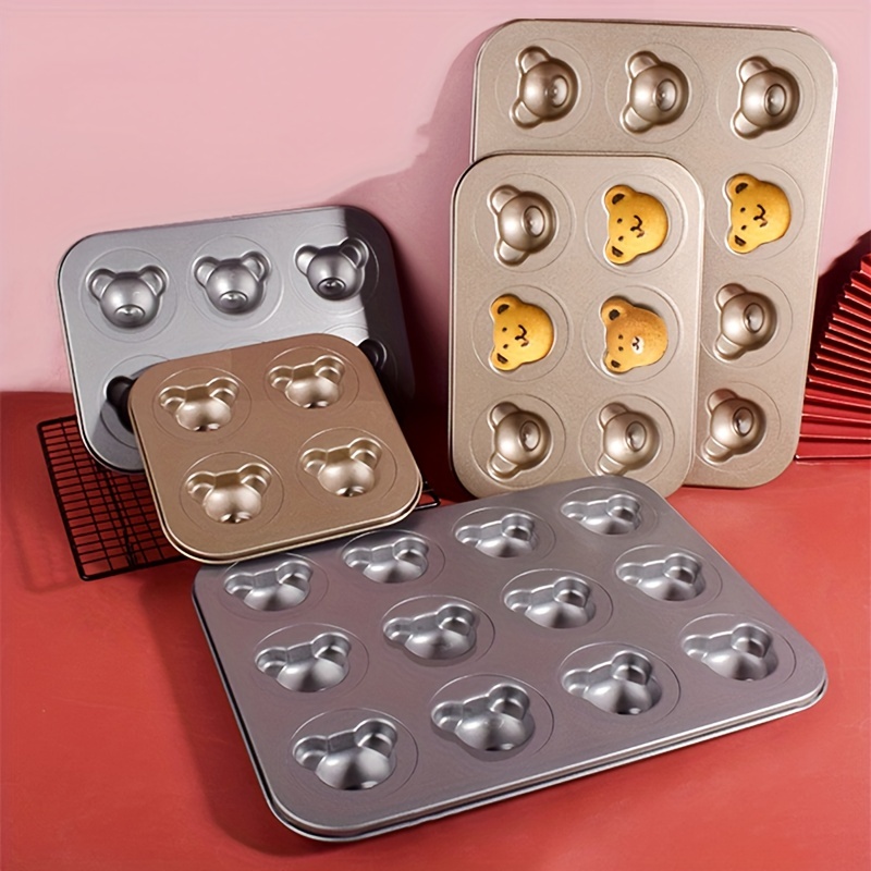 6 Cavity Bear Cake Mold Bakeware Madeleine Baking Pan - Temu