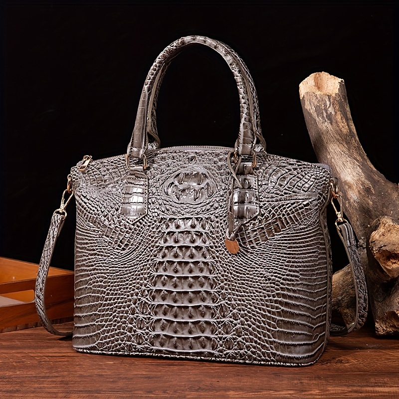 Chic Crocodile Embossed Womens Handbag - Top Handle Satchel ebc890-62 This Chic Crocodile Embossed Womens Handbag combines st...