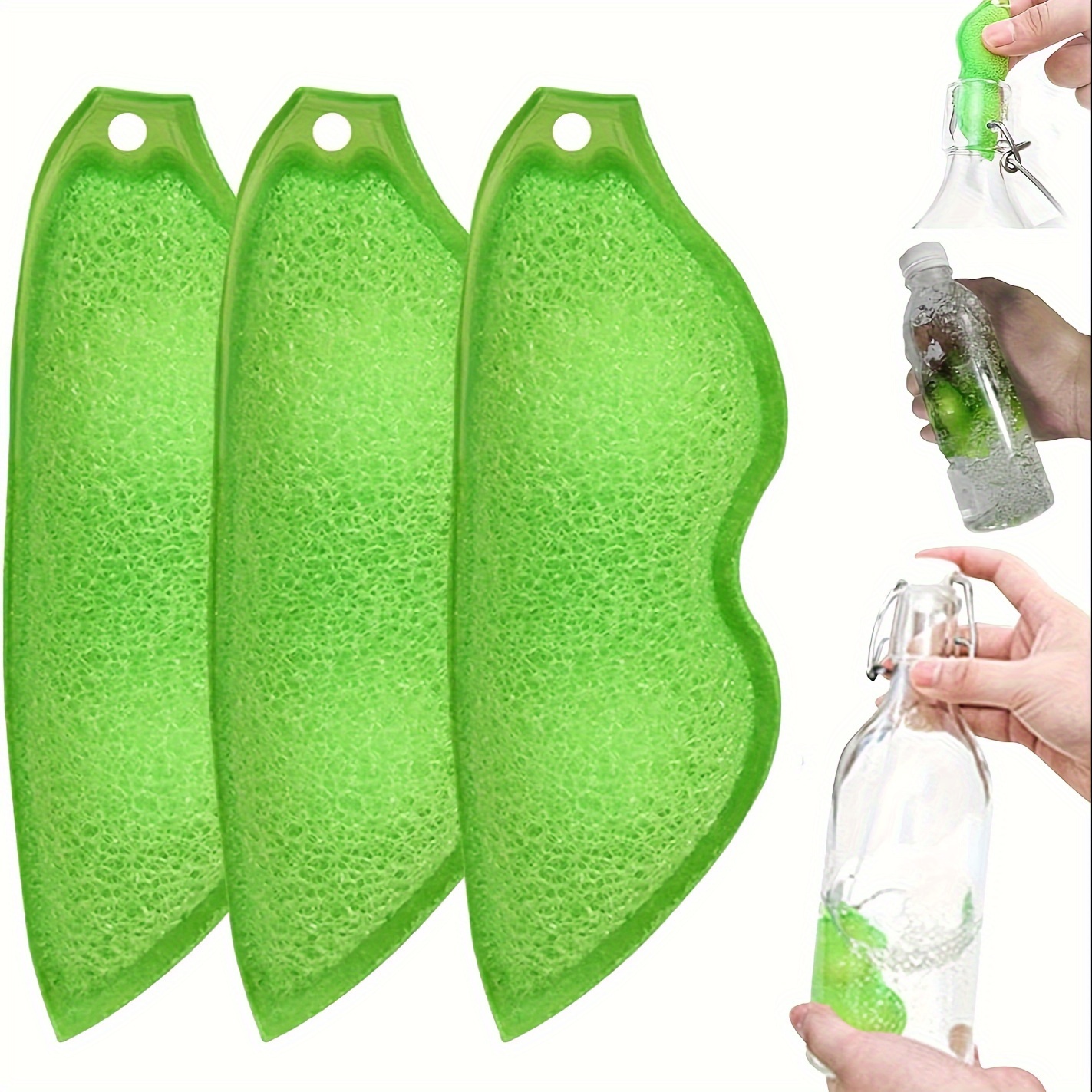 Magic Beans Bottle Cleaner, Water Bottle Pea Pod Cleaner, Reuseable Bean Bottle Cleaning Sponge, Heat Resistance Bottle Sponge for Internal Cleaning