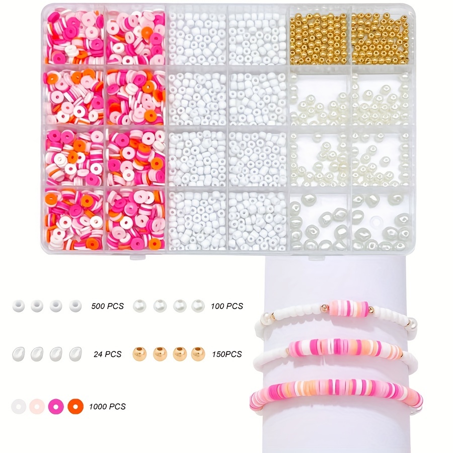  1000PCS Polymer Clay Beads Bracelet Making kit, 24