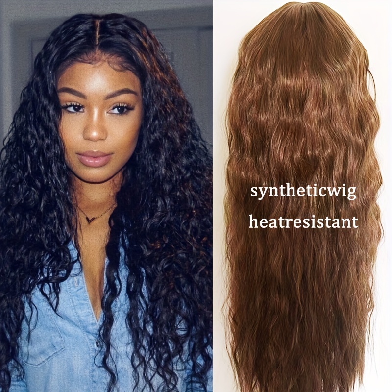 26 Inch Long Deep Wave Hair Wigs Synthetic Fiber Curly Hair Temu