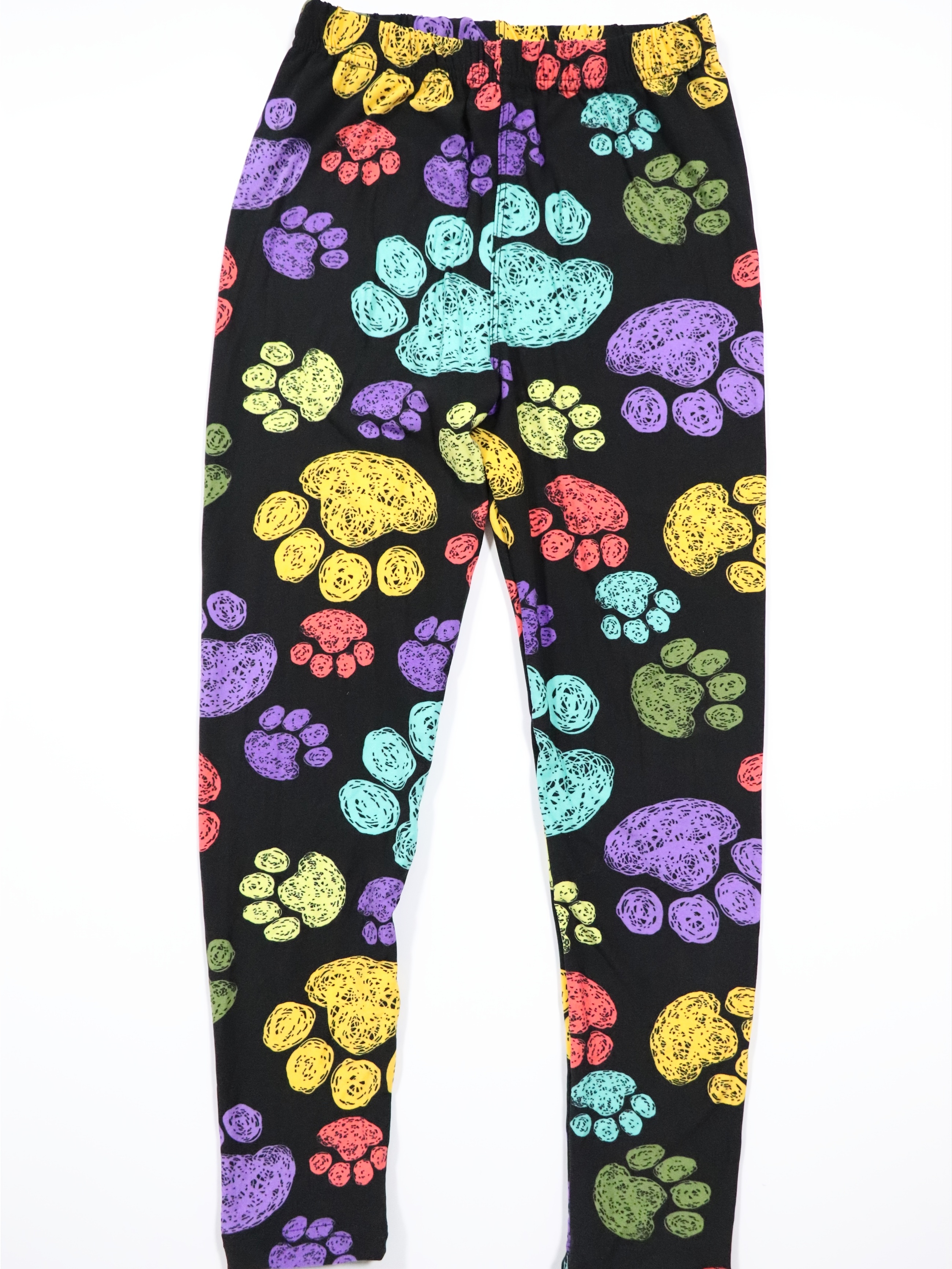 Girls Tight Fit Athletic Legging Pants Cute Claws Print High