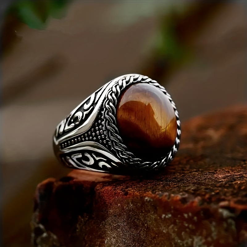 Men's Vintage Tiger Eye Ring, Anniversary Gift