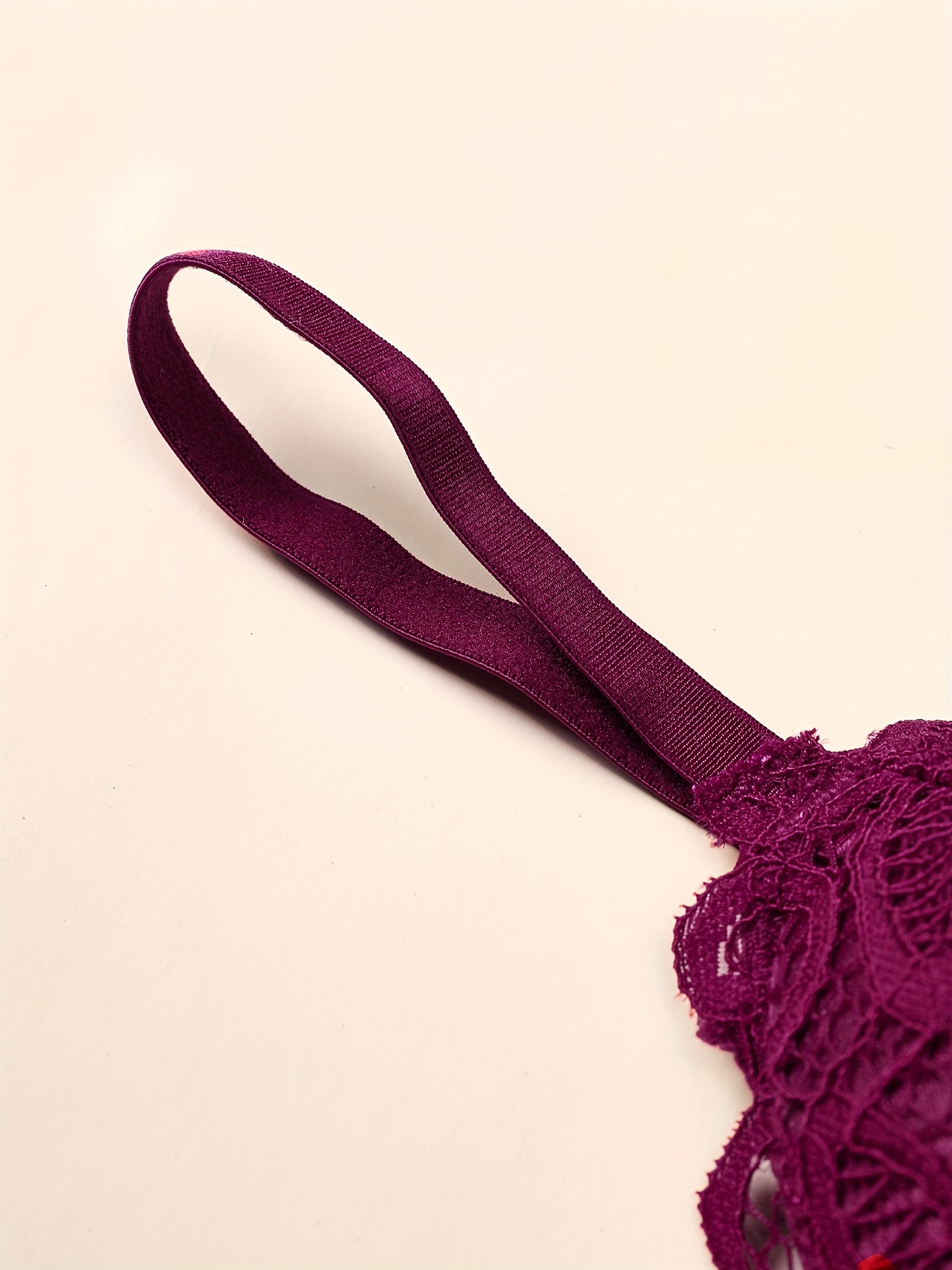 Stylish Burgundy Lace Halter Bralette with Removable Pads
