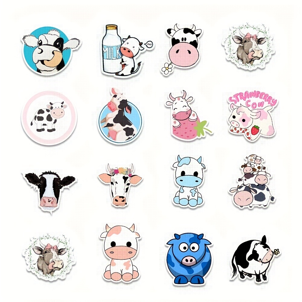 Cute Rainbow Cow Stickers Cartoon Graffiti Decoration - Temu