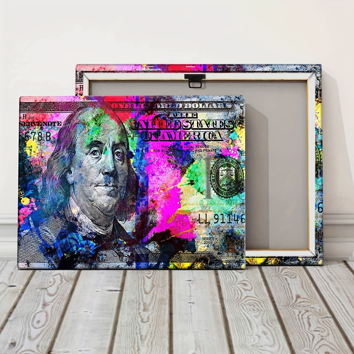 Wooden Framed Canvas Fashion Money Abstract Dollar Cheap - Temu