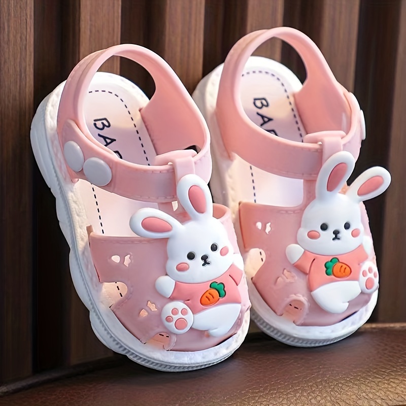 Baby Boys Girls Adorable Cartoon Rabbit Hook And Loop Sandals, Lightweight  Non-Slip Comfy Walking Shoes For Newborn Infant Toddlers, Summer