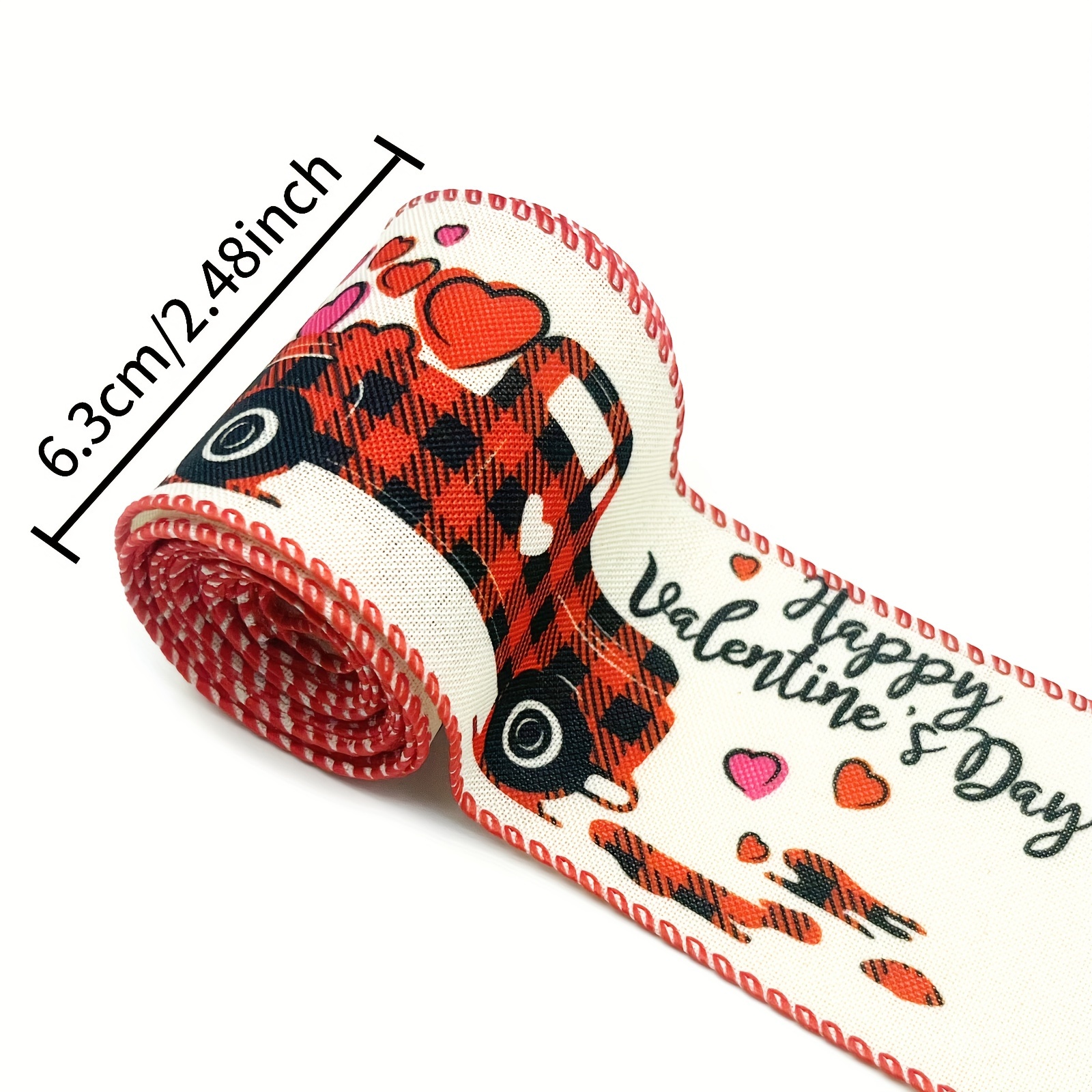 5 Yards Hearts Pattern Wired Edge Burlap Ribbon Valentine - Temu