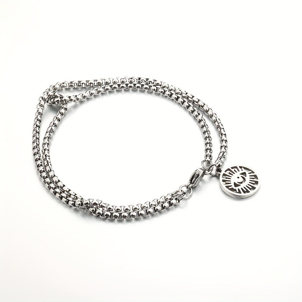 1pc New Trendy Stainless Steel Round Initial Bracelet For Women