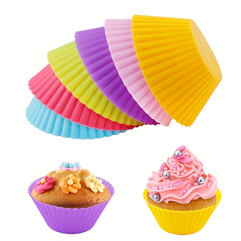 Silicone Muffin Baking Cake Cups Large Round Cupcake Liners - Temu