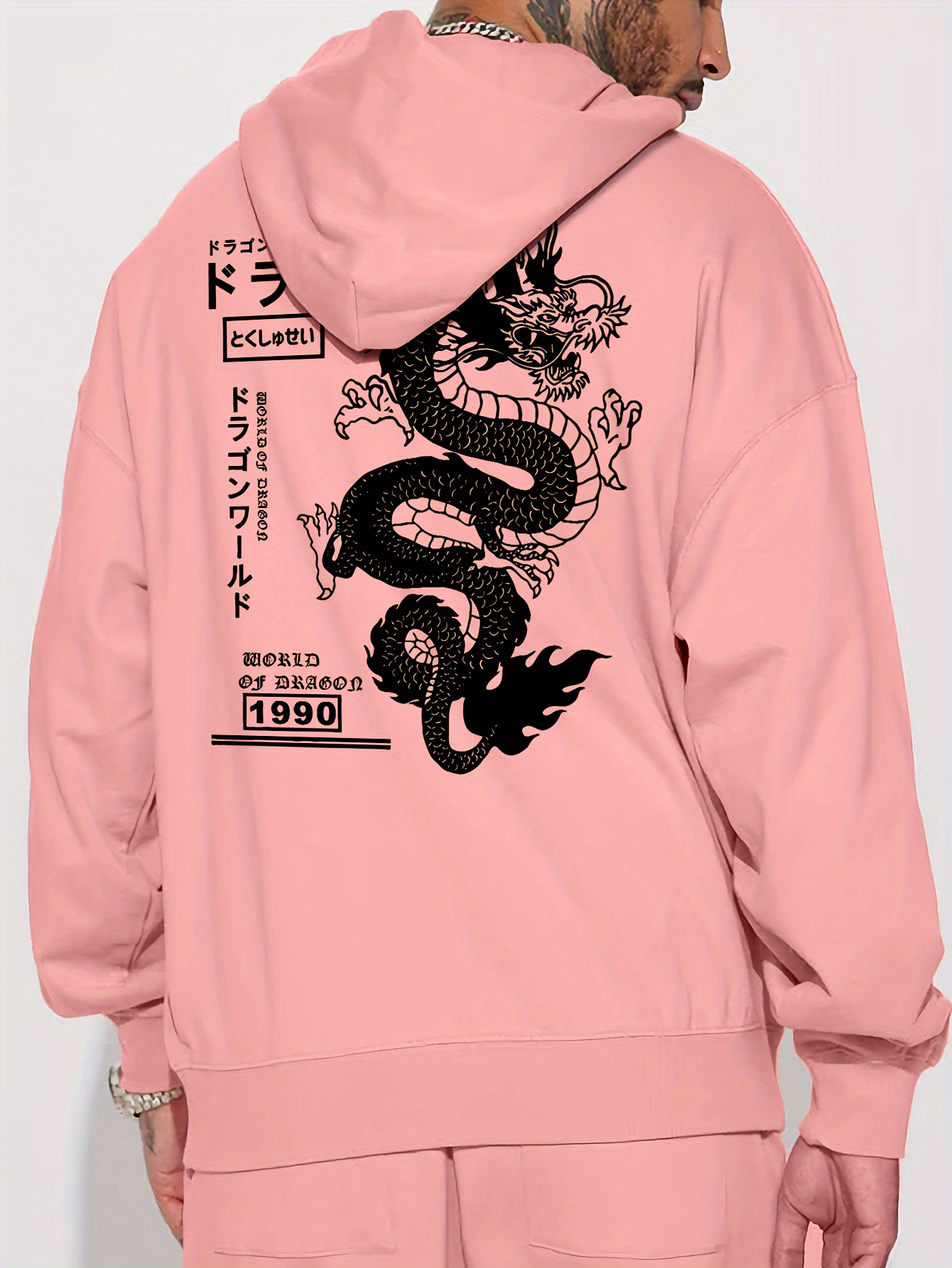 men's fleece lined hoodie geometric dragon - Temu