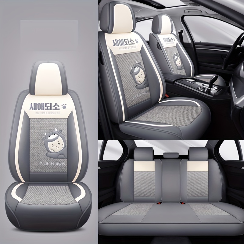 Car Seat Covers,Ice Silk Universal Car Seat Covers,Black Leather