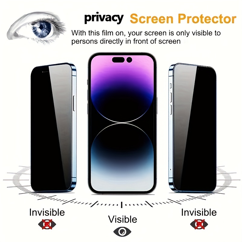 2 Protectores Pantalla Protección Privacidad Iphone 14 11 12 - Temu