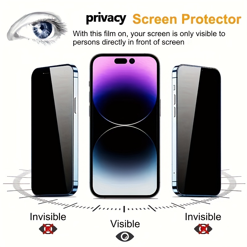 3 Piezas Protector Pantalla Vidrio Templado Privacidad Anti - Temu Chile