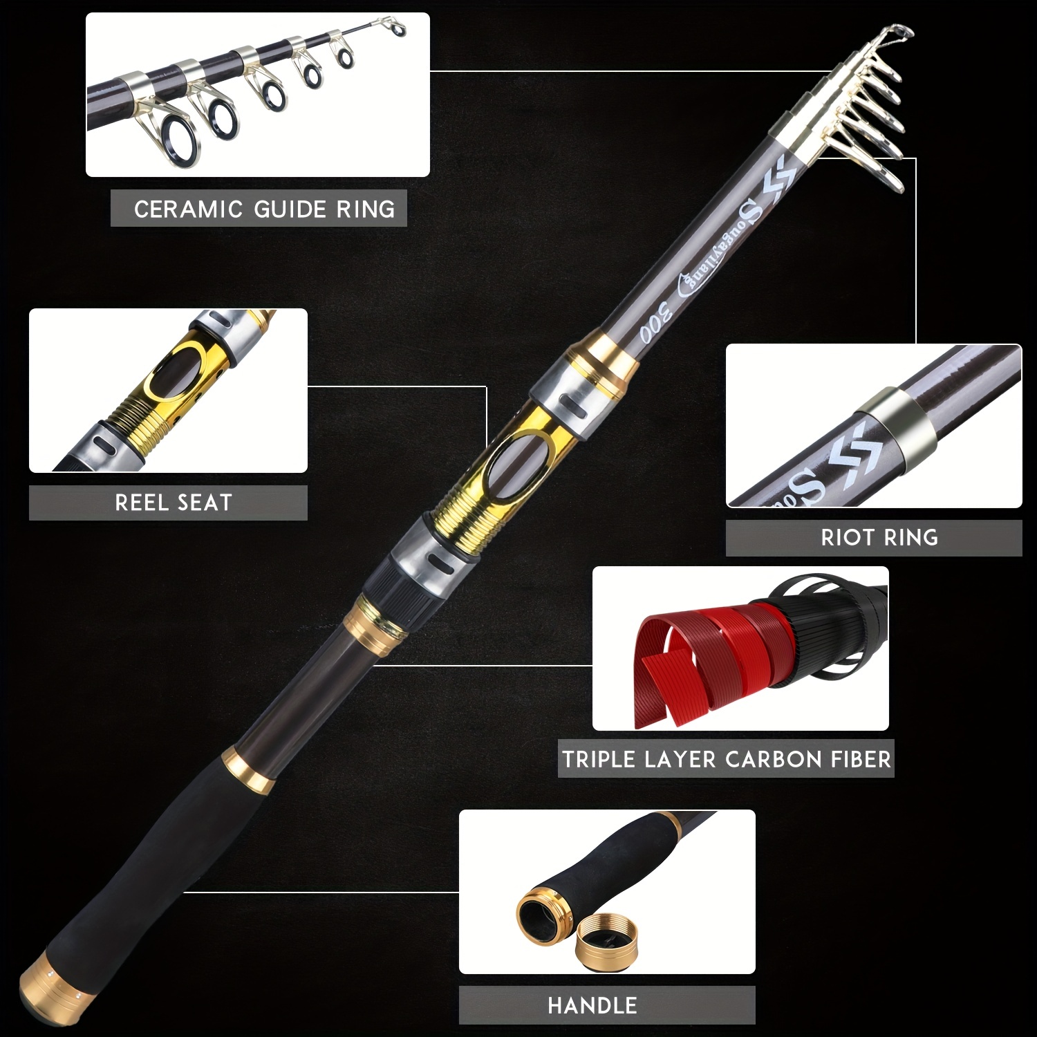 Exclusive Custom Fishing Rod Spinning . Stock Photo - Image of carbon,  graphite: 111232856
