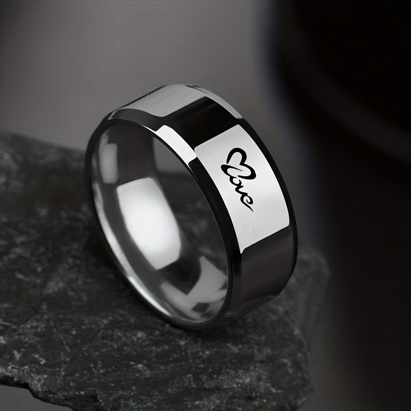 1 Anillo De Compromiso De Moda Para Parejas, Anillo Negro Para Mujer,  Anillos De Boda De Acero Inoxidable