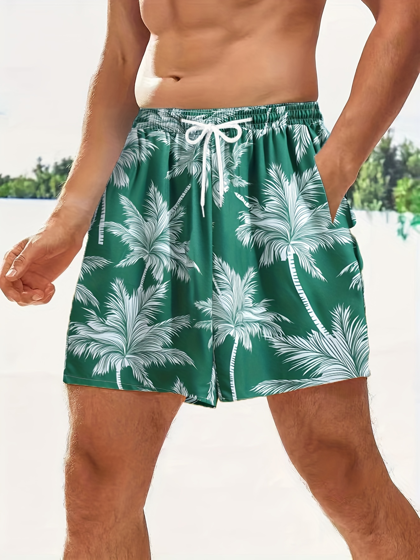 Shorts Ajustados Hombre Cordón Bolsillos Playa En Verano - Temu