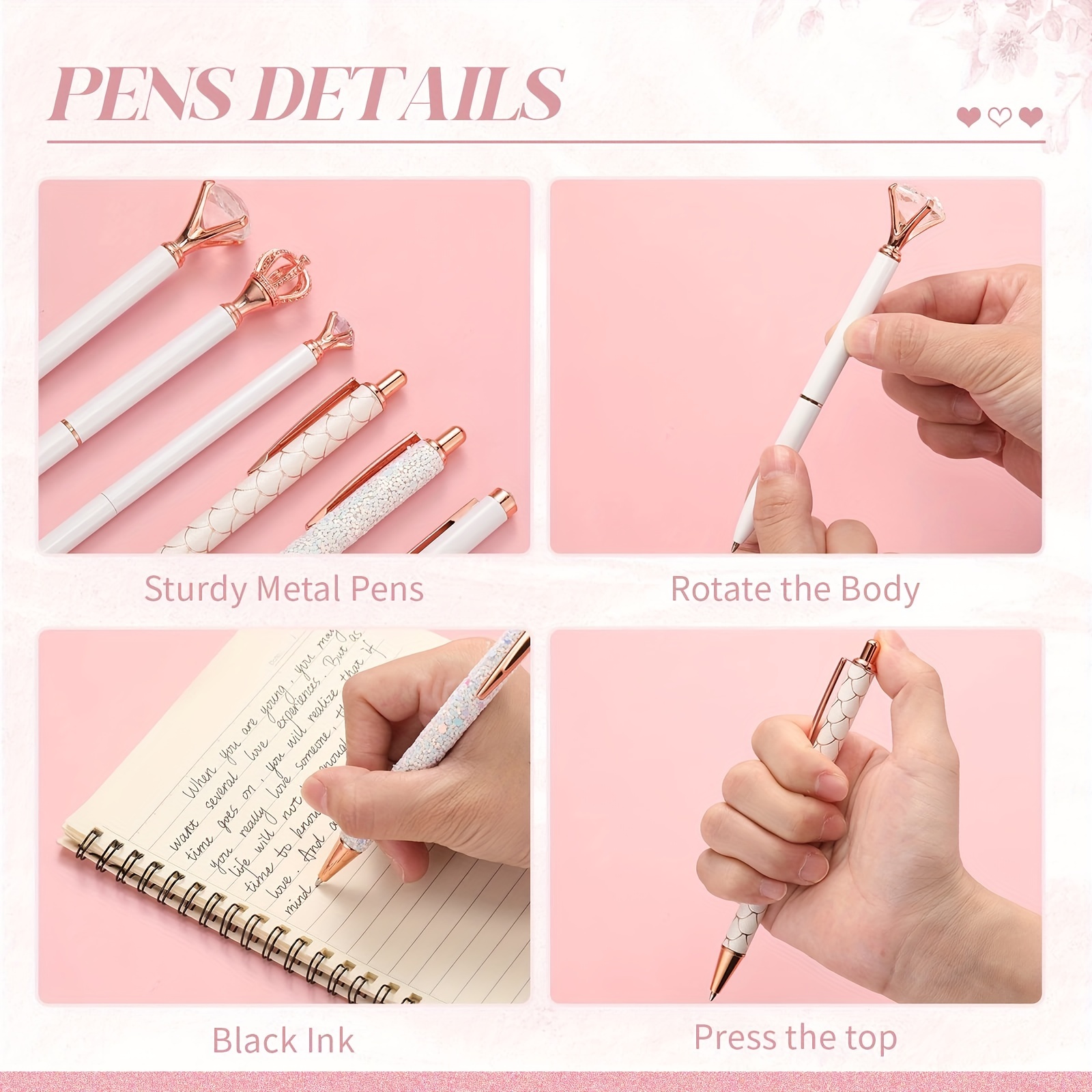 Ballpoint Pens For Journaling Pen Pretty Glitter Pens Fancy - Temu