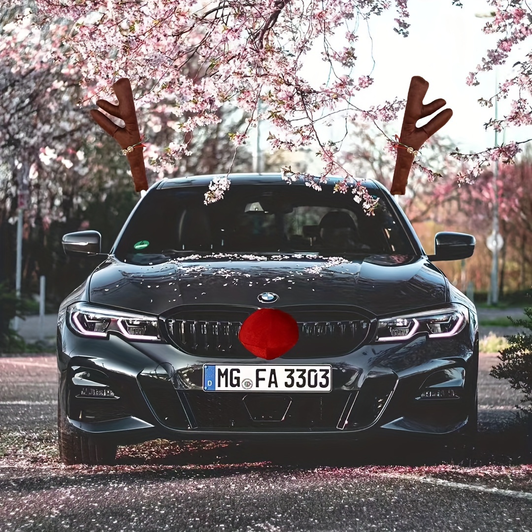 Christmas Decoration Deer Horn Christmas Car Decoration Deer - Temu
