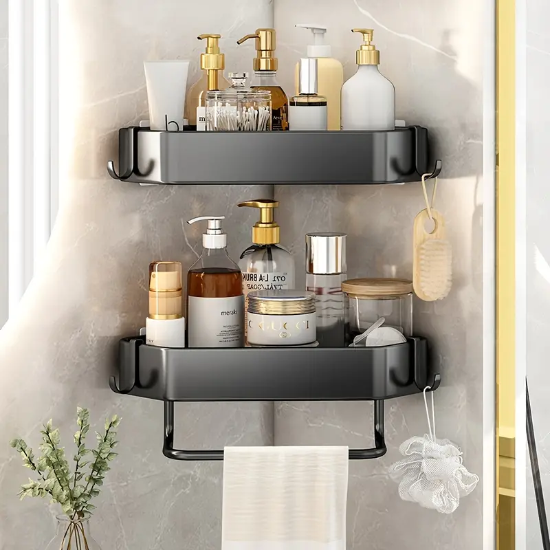 Corner Shower Caddy, Adhesive Corner Shower Shelves, Shampoo Holder,  Rust-proof Stainless Steel Shower Organizer Corner With 4 Hooks - Temu