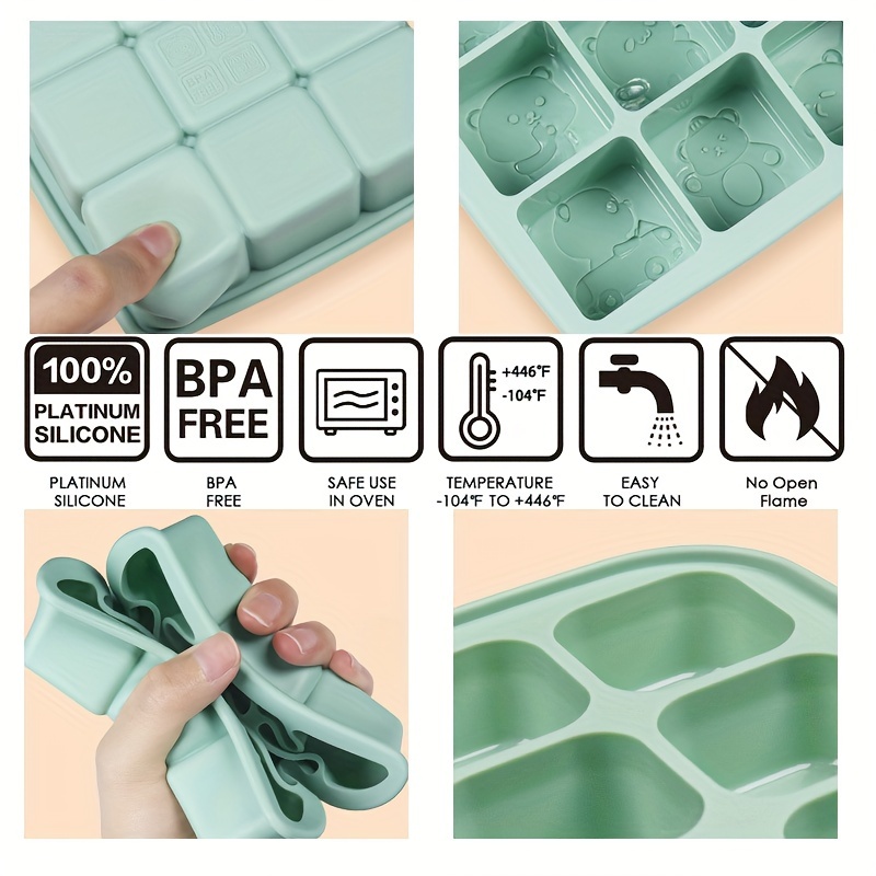 Goxawee Silicone Freezer Tray, Bpa Free Food Storage Container, Ice Cube  Mold With Lid, Breast Milk Teething Popsicle Mold, Stackable Snack Storage  Tray, For Homemade Food, Vegetables & Fruit Purees, Ice Cream