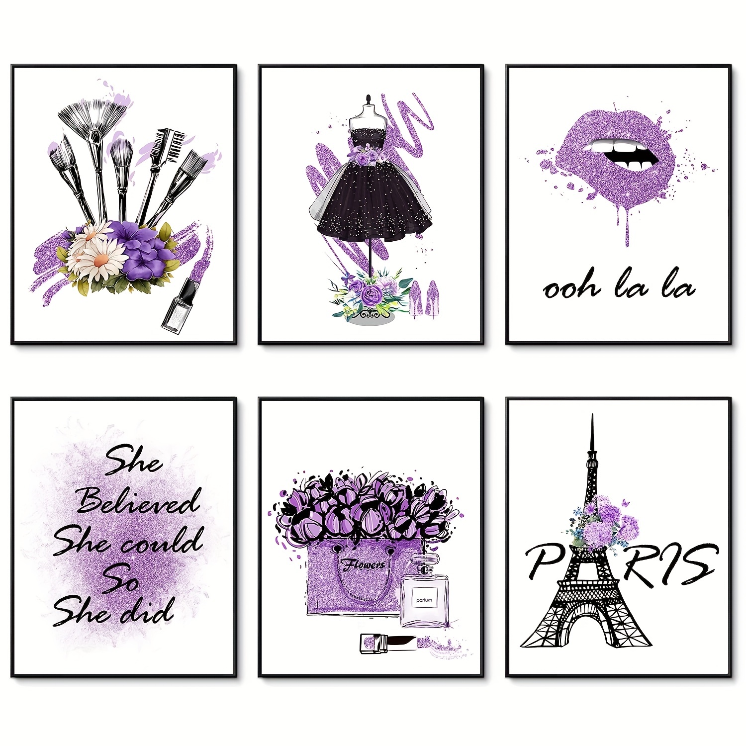 Purple Makeup Posters Fashion Paris Prints Wall Art Makeup - Temu Canada