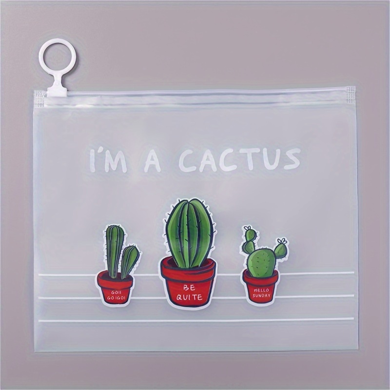 1pc transparent waterproof cactus pencil bag pvc file folder - Temu Kuwait
