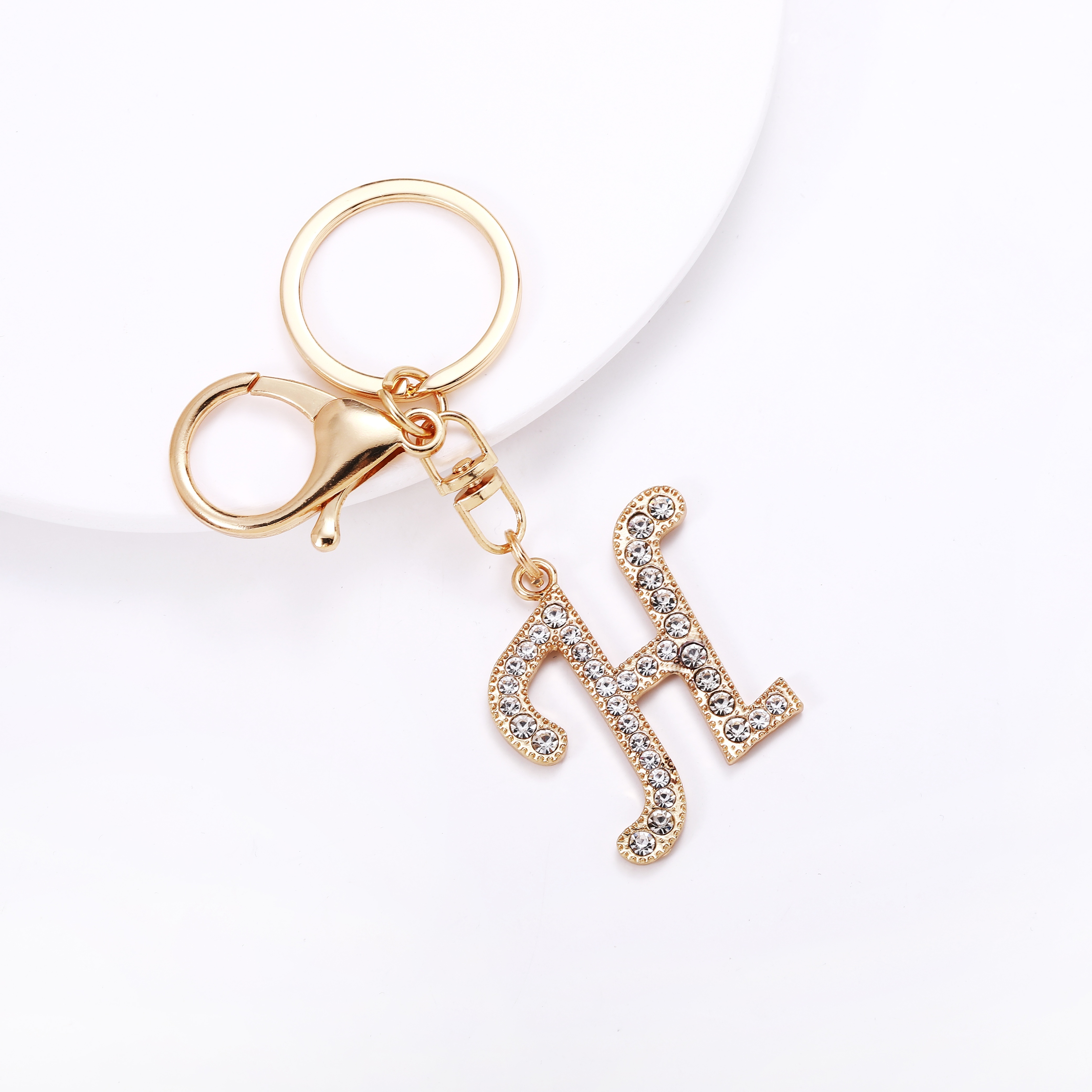 Cute Initial Keychain A-z Letter Sparkly Glitter Key Chain Premium Bag  Charm Keychain Accessories (h,4pcs)