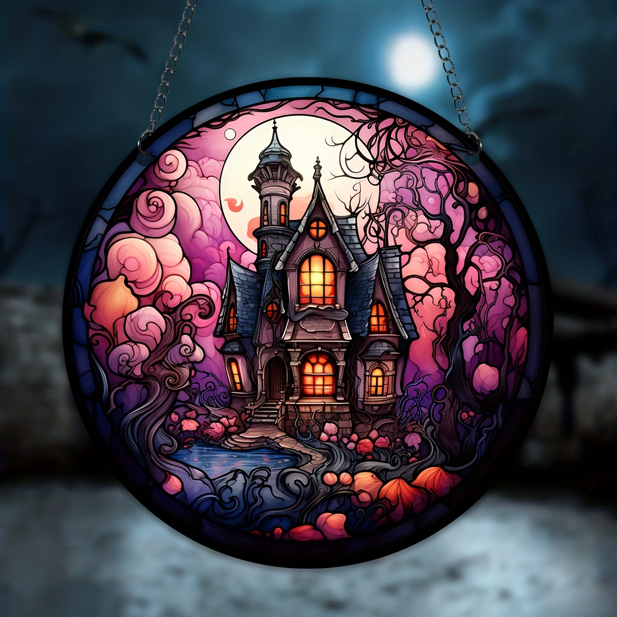 1pc Fenêtre De Château Sun Catcher Suspendue, Cadeau Pour La Décoration De  La Cour D'Halloween