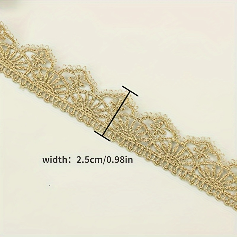 Gold Lace Trim Venice Gold Lace Ribbon Metaillic Embroidery Lace Love Craft Lace for Sewing Cake Fringe Wedding Bridal Dress (4.8 Yards 1)