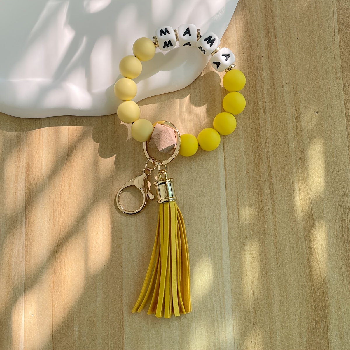Silikon-Schlüsselanhänger Armband Für Damen – Mit Zirkon & Quaste, Elastisch, Praktisch & Stylisch