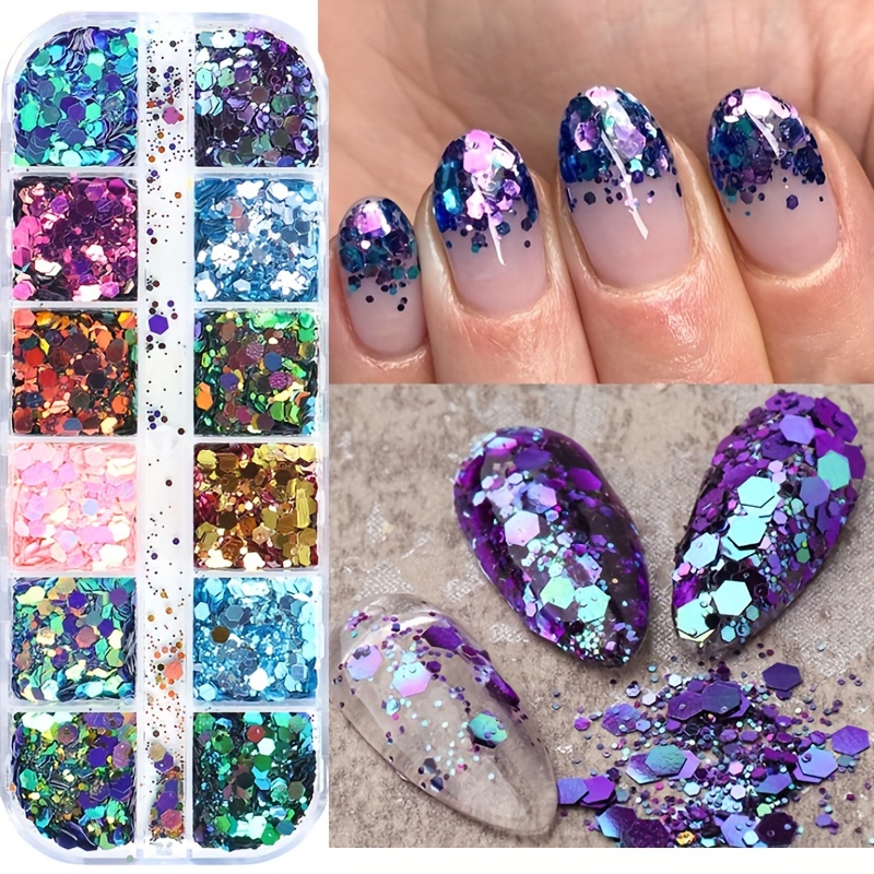 1Bag Holographic Laser Diamond Nail Glitter Sequins,Ultra-thin