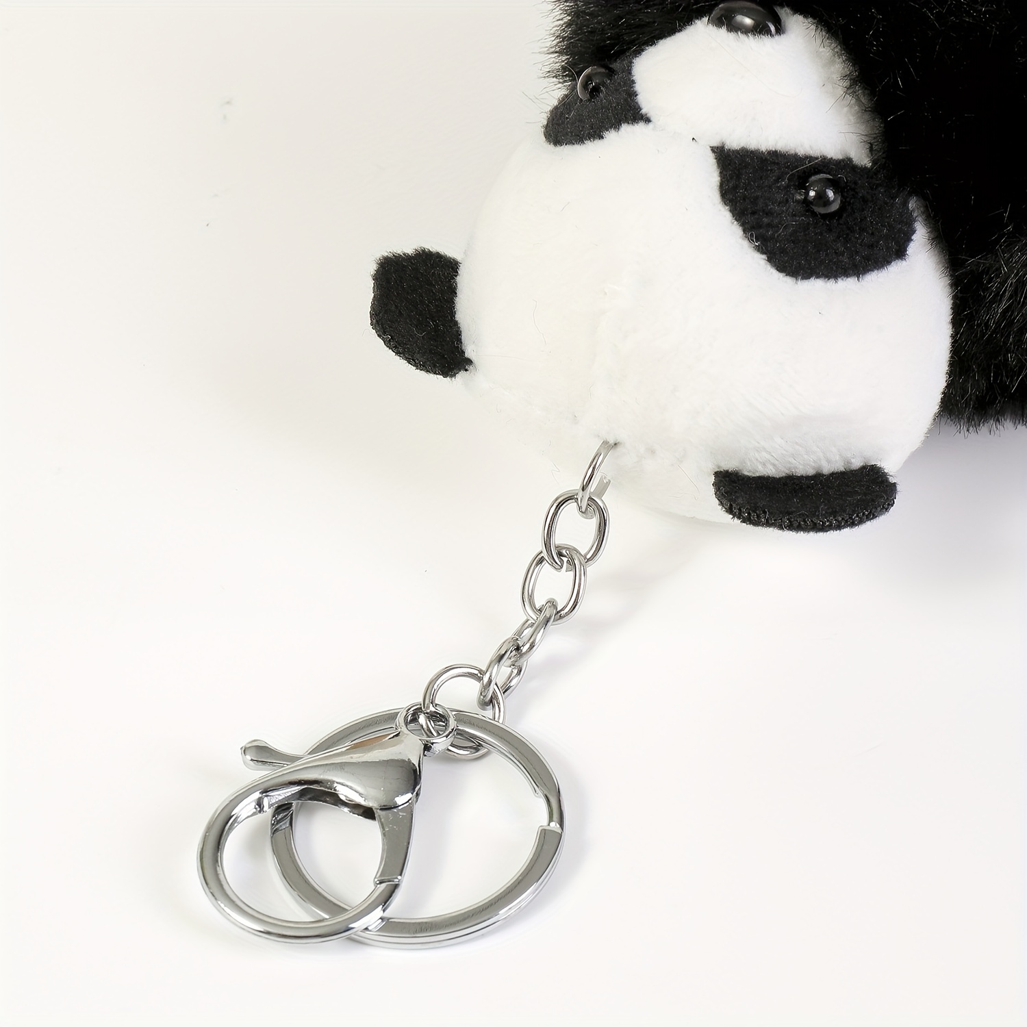 Panda & Pom Pom Keychain Cute Plush Animal Key Ring Purse Bag