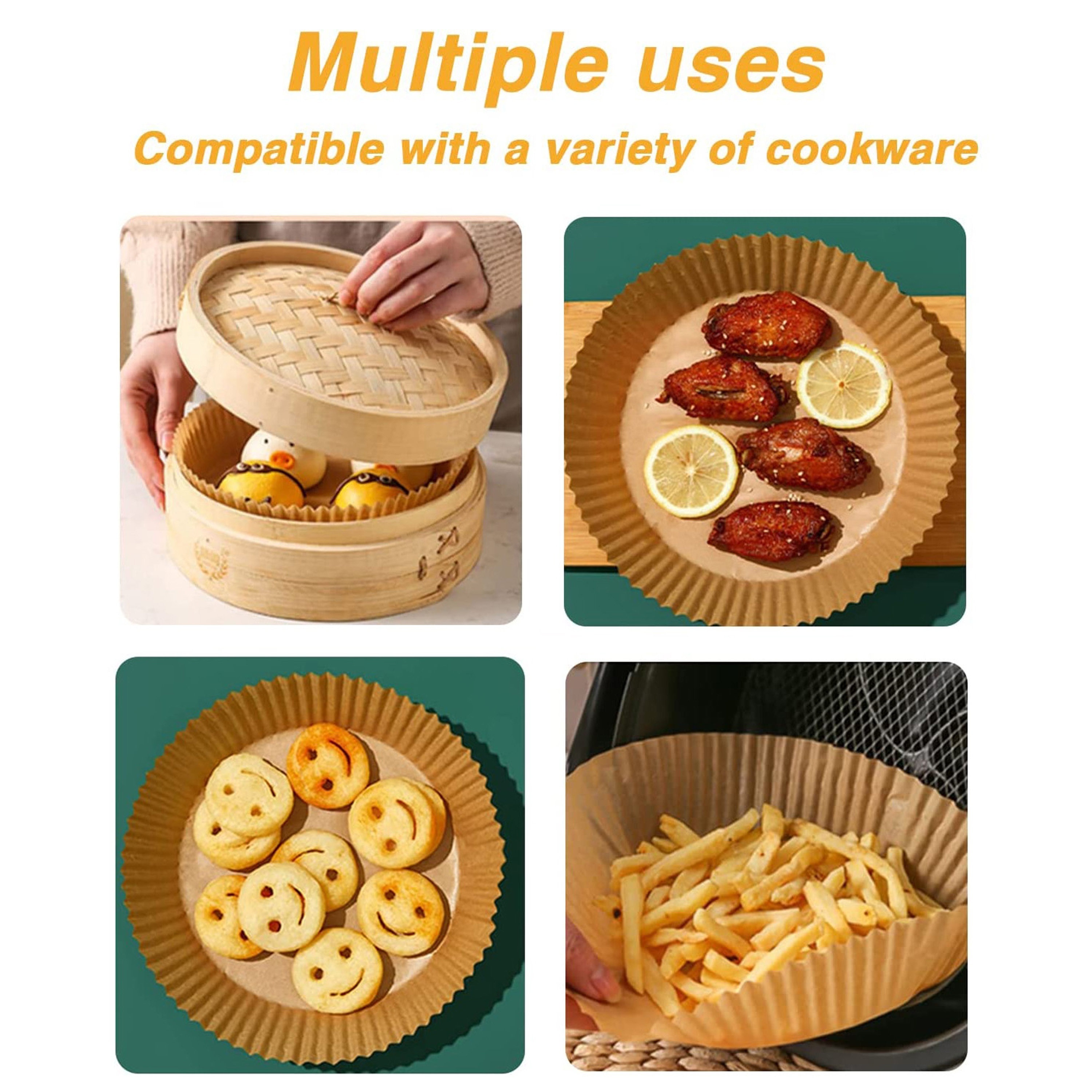 Air Fryer Paper Liners Disposable: 300pcs Oil Proof Parchment Sheets Round, Airfryer  Paper Basket Bowl Liner for Baking Cooking Food 