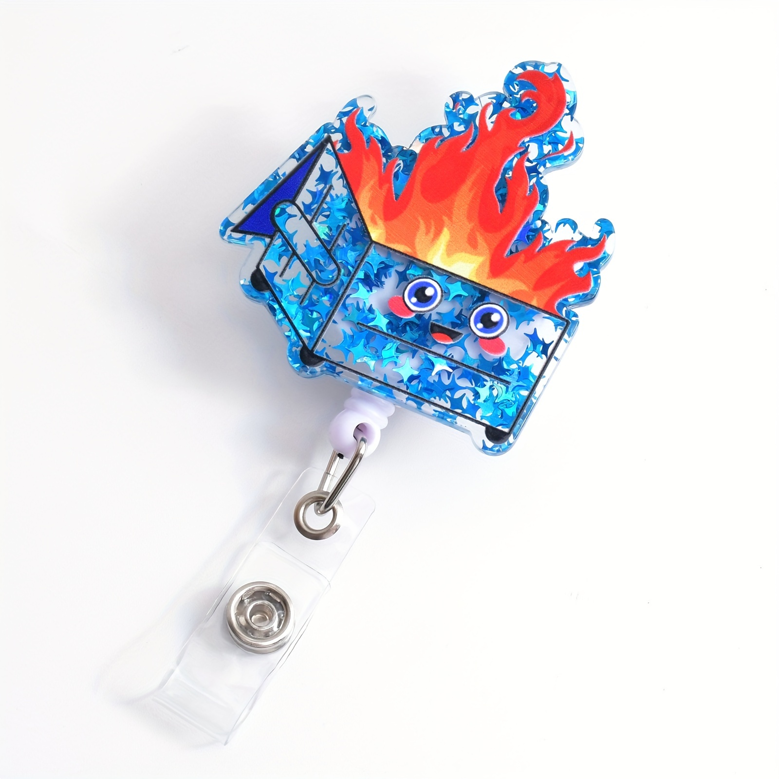 Fire Dumpster Badge Reel Clip Cute Acrylic Badge Clip Funny - Temu